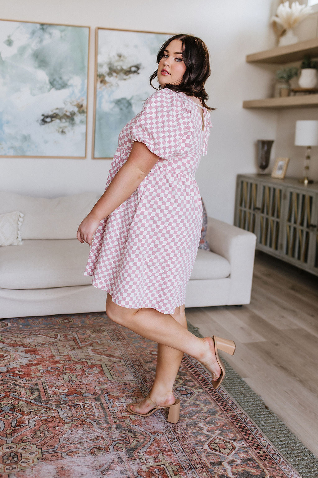 The Moment Checkered Babydoll Dress