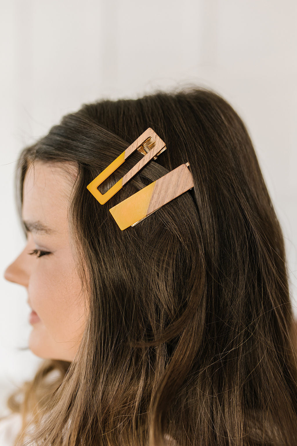 Two Tone Hair Clip Set in Yellow (Ships in 1-2 Weeks)