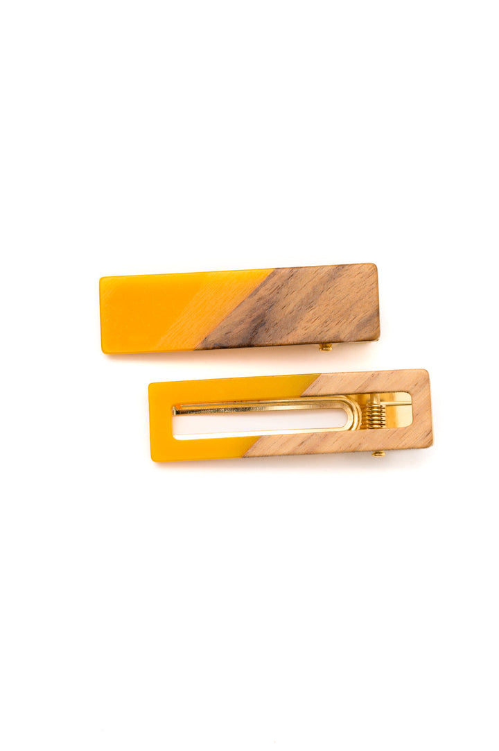 Two Tone Hair Clip Set in Yellow (Ships in 1-2 Weeks)