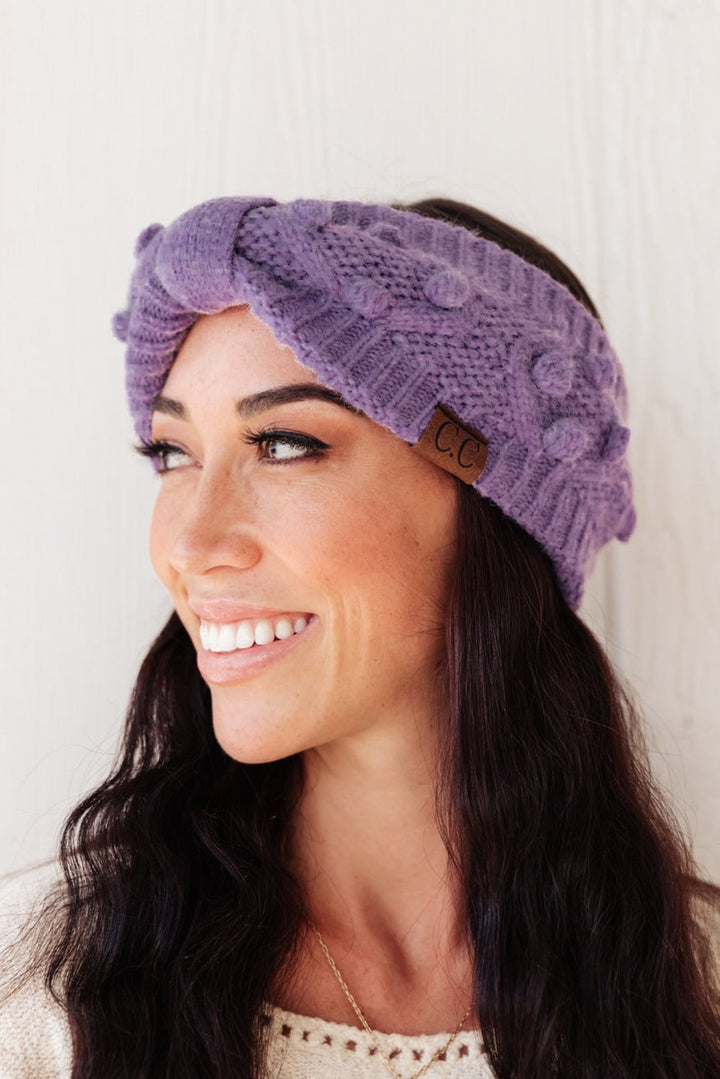 Pom Knit Head Wrap In Periwinkle (Ships in 1-2 weeks)