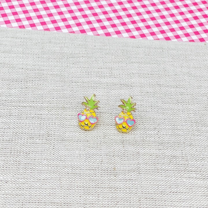 Vacation Pineapple Signature Enamel Studs by Prep Obsessed