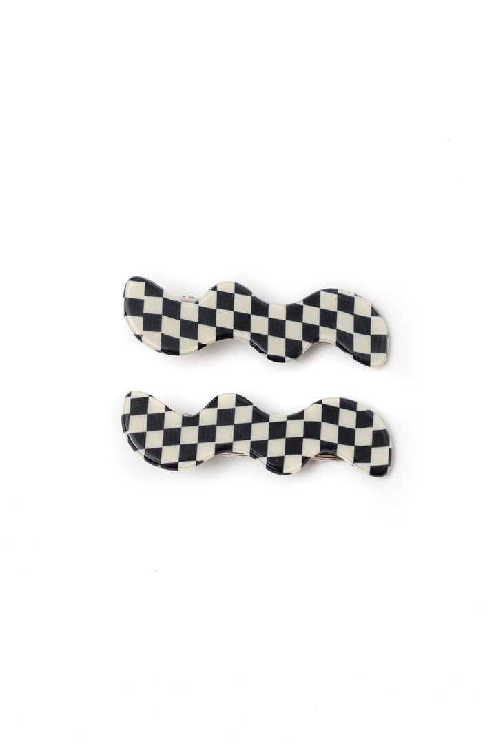 Wavy Clip Set in Checkered Black (Ships in 1-2 Weeks)