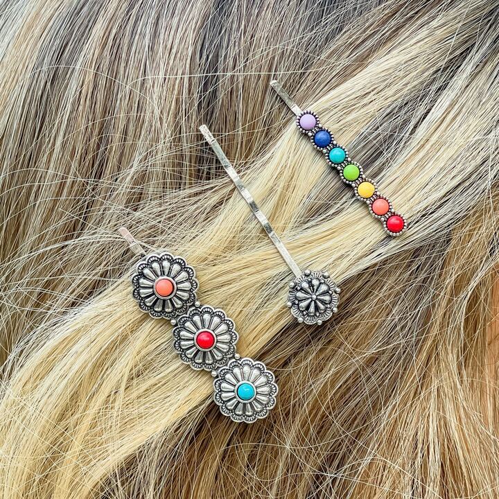 Western Rainbow Hair Pin Set of 3