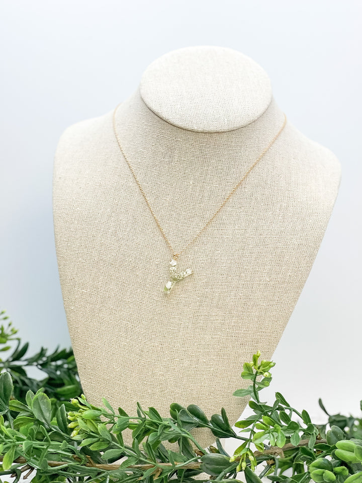 Flower Initial Pendant Necklace