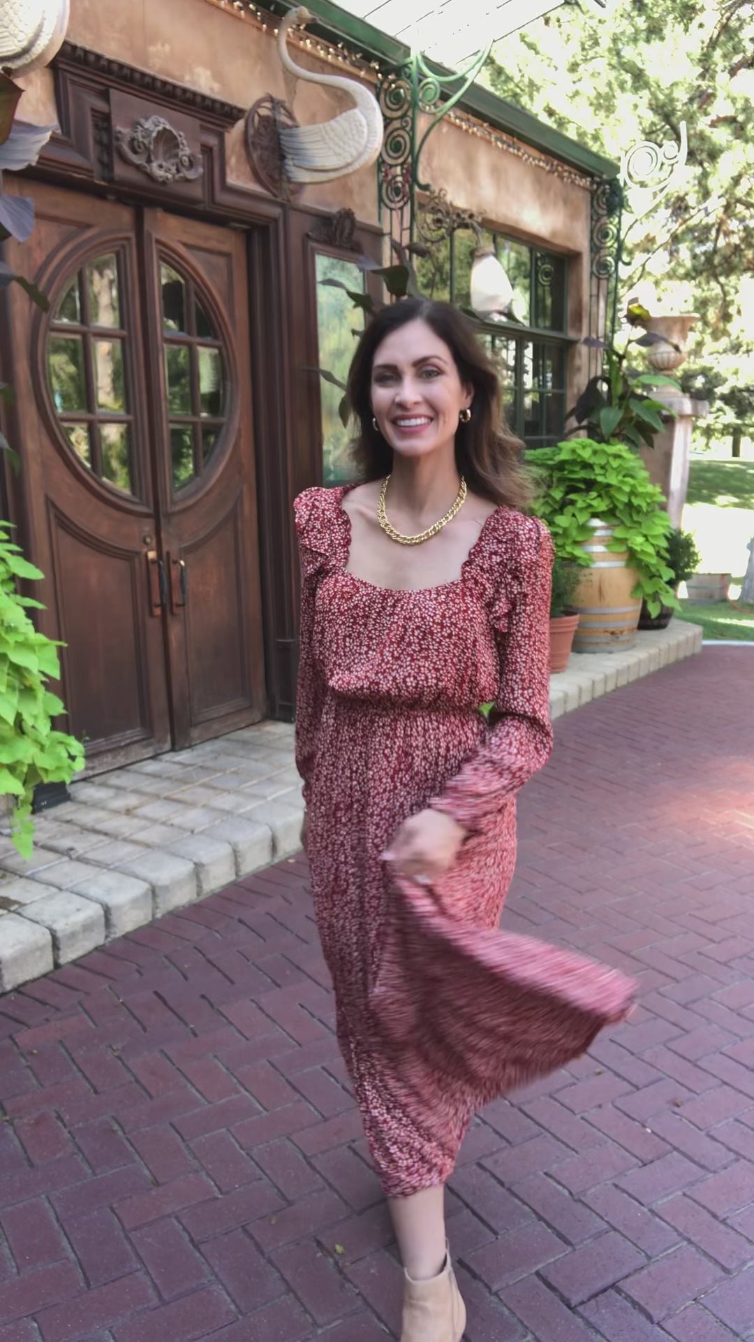 First Kiss Long Sleeve Maxi Dress In Rust