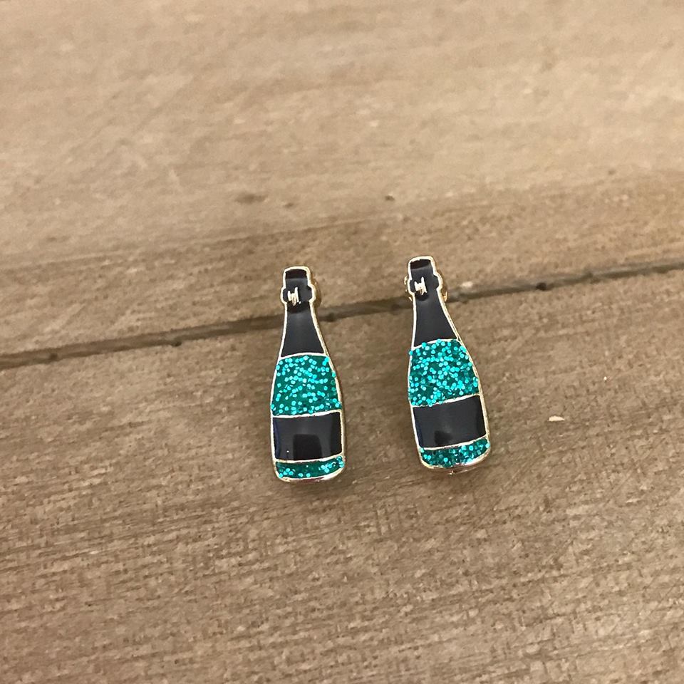 Glitter Bubbly Bottle Signature Enamel Studs