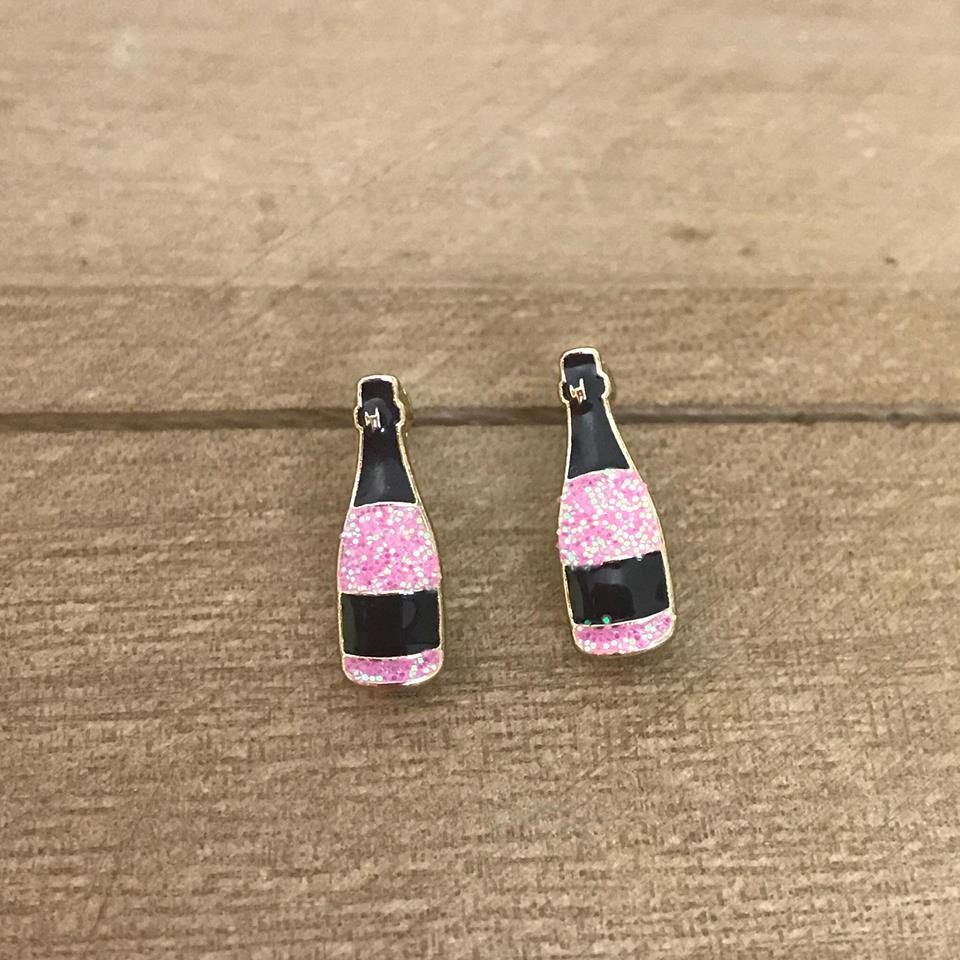 Glitter Bubbly Bottle Signature Enamel Studs