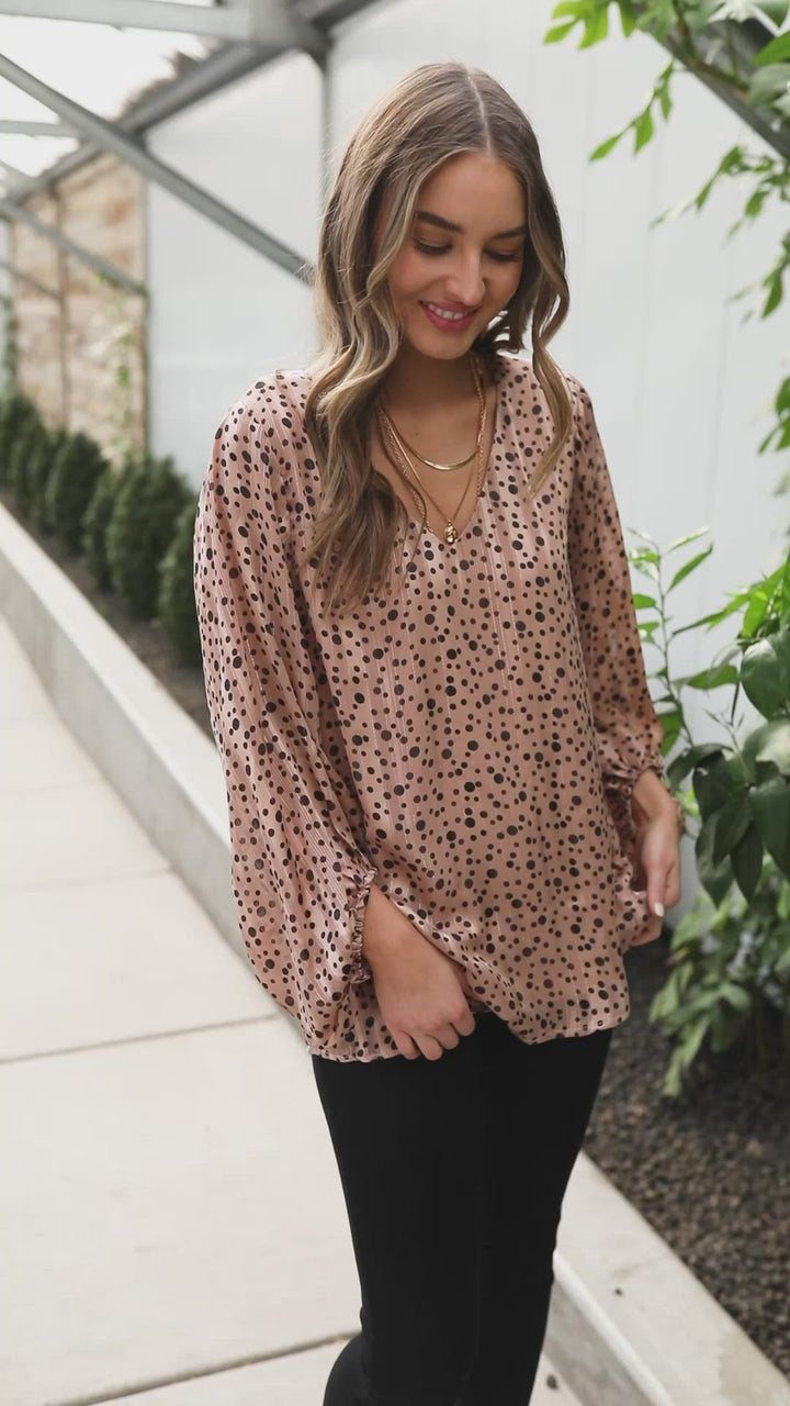 Vivian Satin Blouse in Rose Gold