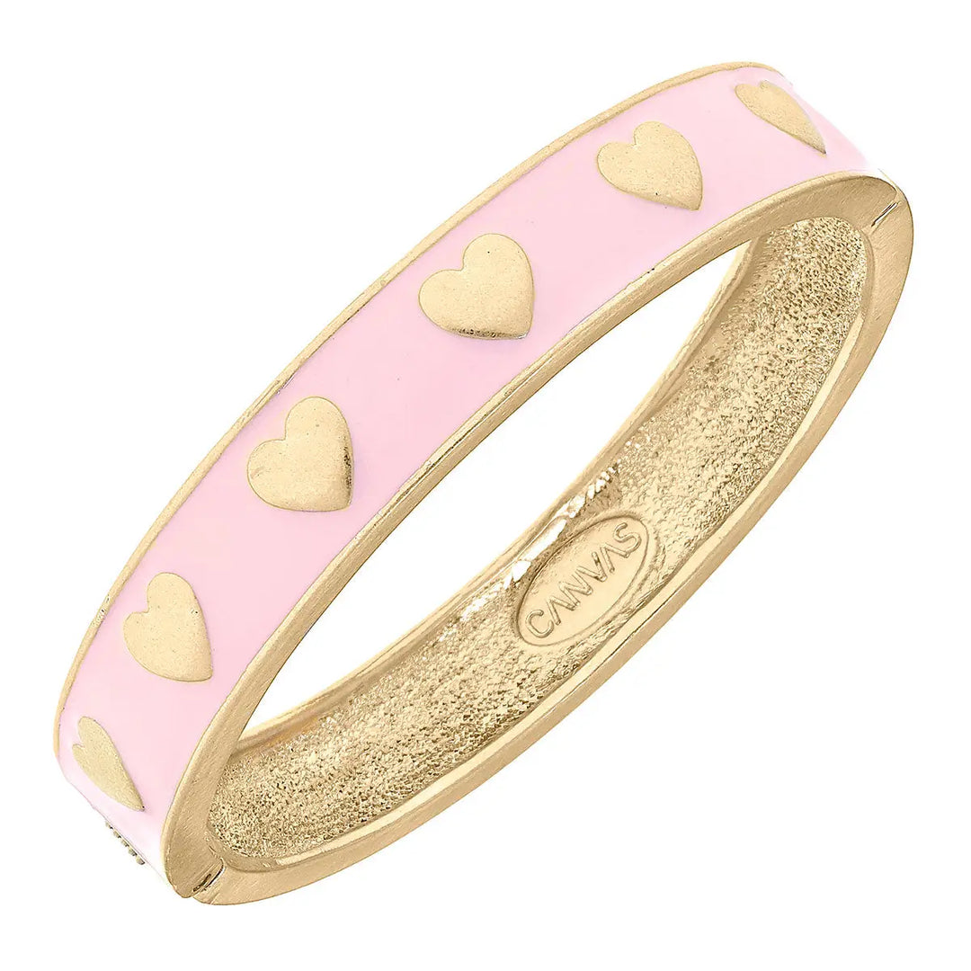 Valentine's Heart Hinge Bangle - Pink