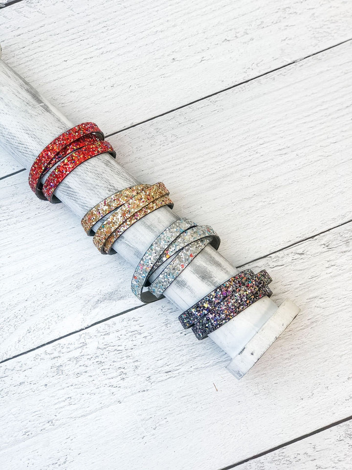 Glitter Magnetic Wrap Bracelet - Red