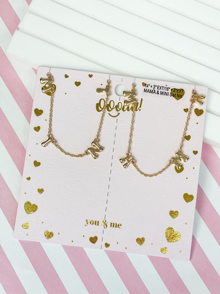 Mama & Mini Station Necklace Set - Gold