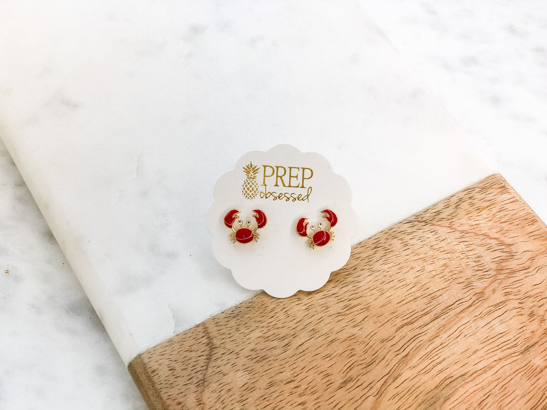 Crab Signature Enamel Studs by Prep Obsessed