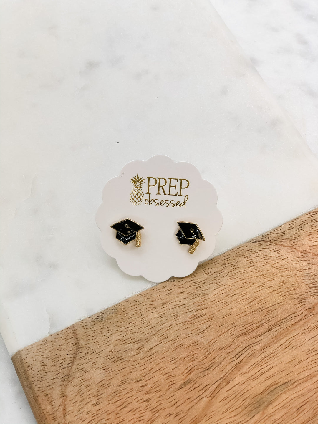 Graduation Cap Signature Enamel Studs by Prep Obsessed