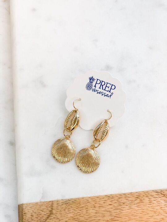 Cassidy Puka Shell Dangle Earrings - Gold