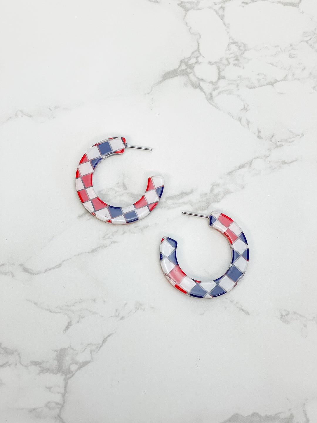 Checkered Acrylic Hoop Earrings