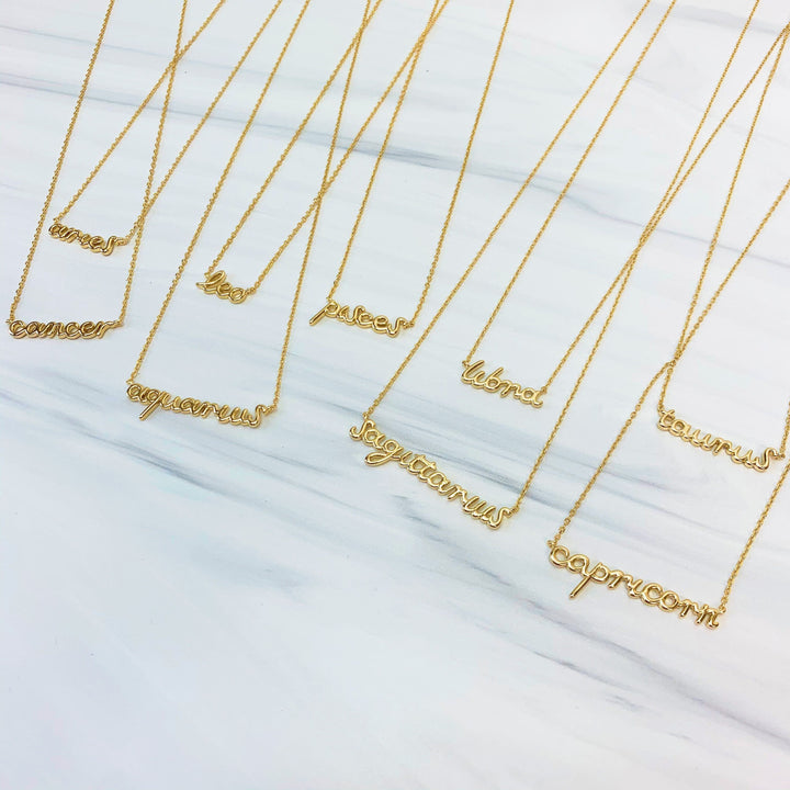 Zodiac Name Plate Necklaces